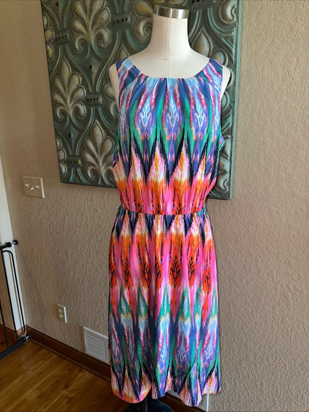 Athleta Martinique Ikat Dress Women’s Small Multicolor Tassel Back Sleeveless
